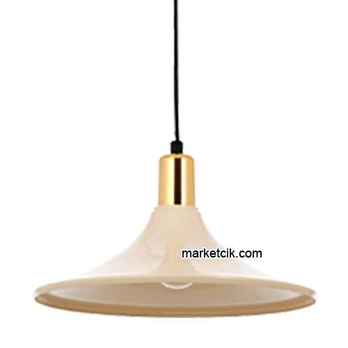 Marketcik RT59 Dekoratif Beyaz Retro Sarkıt Avize, Tekli Modern Avize