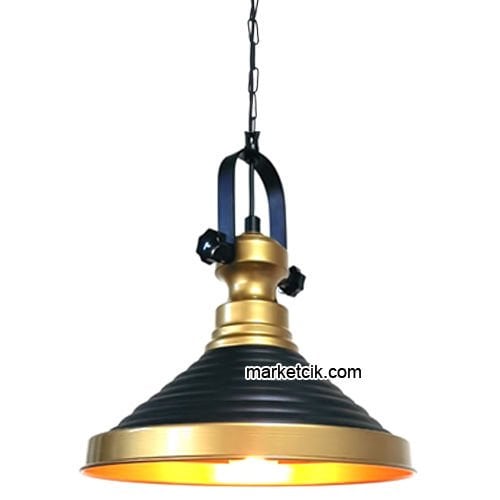 Marketcik RT62 Dekoratif Siyah Retro Sarkıt Avize, Tekli Modern Avize