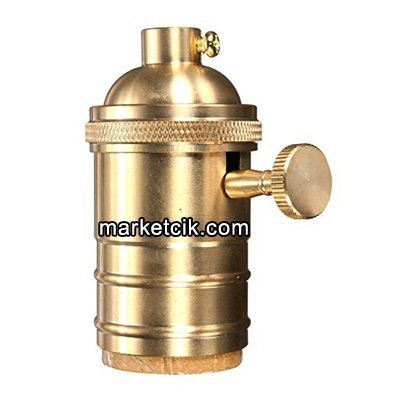 Marketcik Sarı Prinç Yandan Çevirmeli Metal E27 Dekoratif Rustik Ampul Duyu