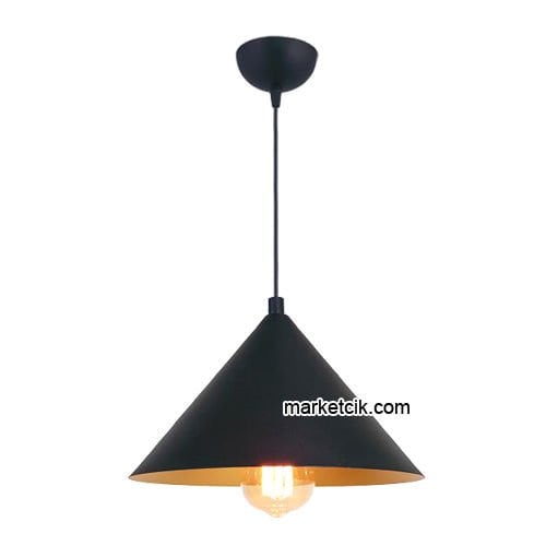 Marketcik RT68 Dekoratif Siyah Retro Sarkıt Avize, Tekli Modern Avize