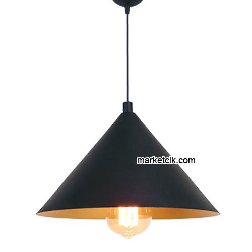 Marketcik RT68 Dekoratif Siyah Retro Sarkıt Avize, Tekli Modern Avize