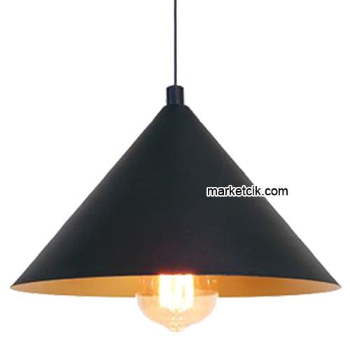 Marketcik RT68 Dekoratif Siyah Retro Sarkıt Avize, Tekli Modern Avize