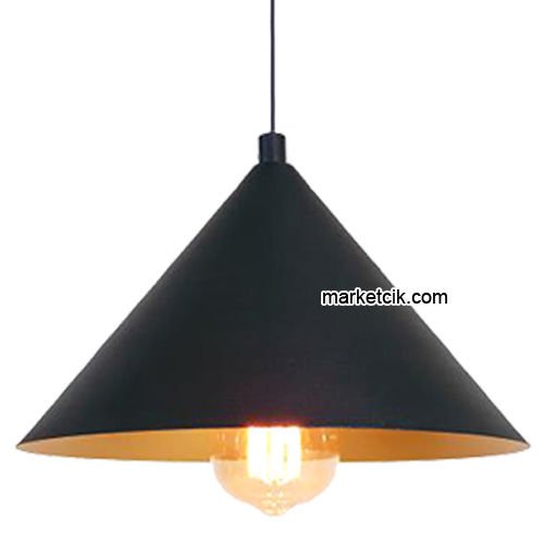 Marketcik RT68 Dekoratif Siyah Retro Sarkıt Avize, Tekli Modern Avize