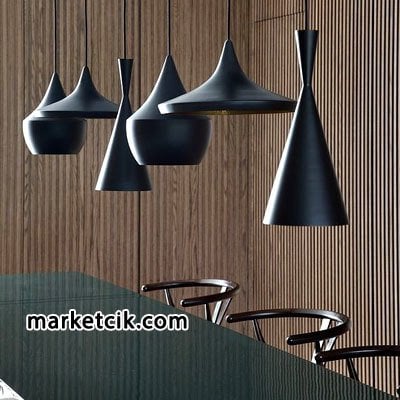 Marketcik 3lü Dekoratif Siyah Retro Sarkıt Avize, Tekli Modern Avize