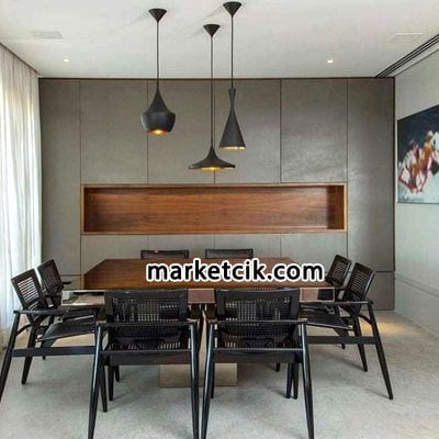 Marketcik 3lü Dekoratif Siyah Retro Sarkıt Avize, Tekli Modern Avize