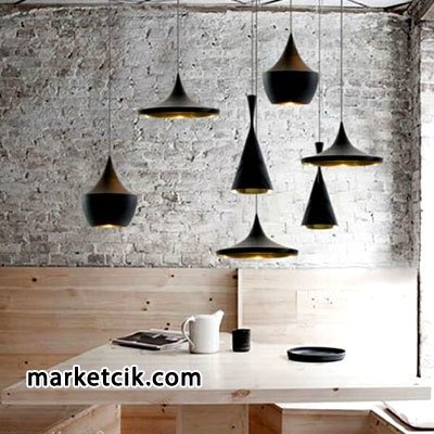 Marketcik 3lü Dekoratif Siyah Retro Sarkıt Avize, Tekli Modern Avize