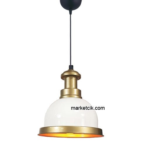 Marketcik RT69 Dekoratif Beyaz Retro Sarkıt Avize, Tekli Modern Avize