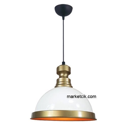 Marketcik RT70 Dekoratif Beyaz Retro Sarkıt Avize, Tekli Modern Avize