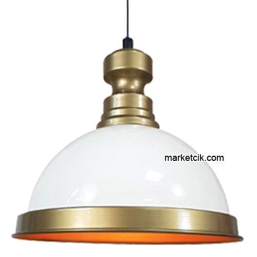 Marketcik RT70 Dekoratif Beyaz Retro Sarkıt Avize, Tekli Modern Avize
