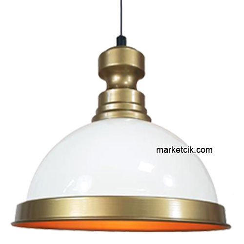 Marketcik RT70 Dekoratif Beyaz Retro Sarkıt Avize, Tekli Modern Avize