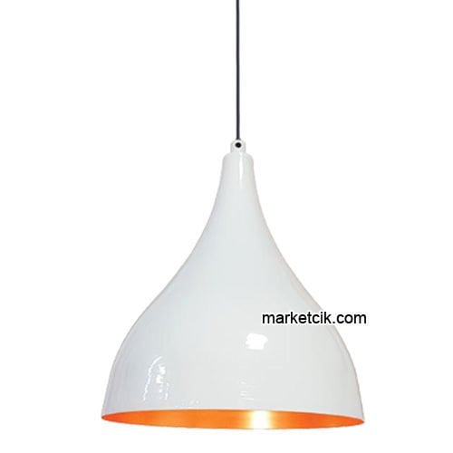 Marketcik RT74 Dekoratif Beyaz Retro Sarkıt Avize, Tekli Modern Avize