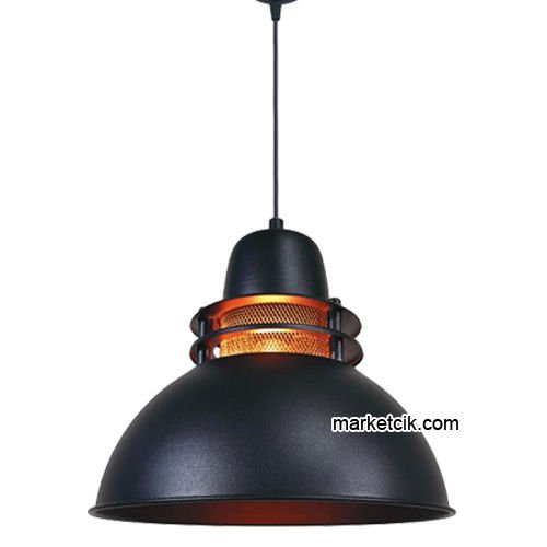 Marketcik RT76 Dekoratif Siyah Retro Sarkıt Avize, Tekli Modern Avize