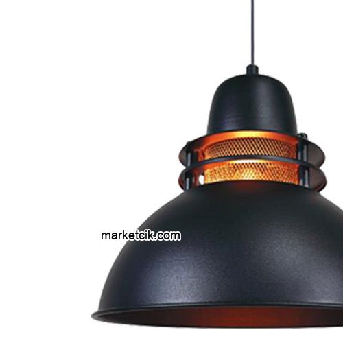 Marketcik RT76 Dekoratif Siyah Retro Sarkıt Avize, Tekli Modern Avize