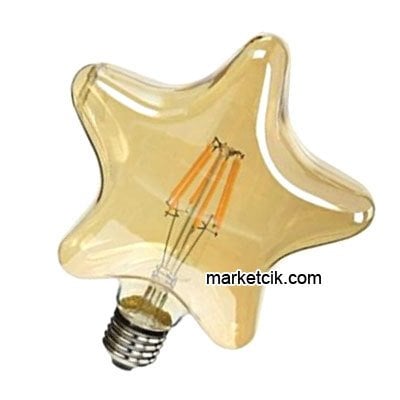Dekoratif Yıldız Led Rustik Ampul 6 Watt E27 Duy