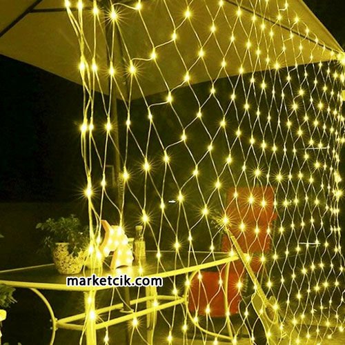 Marketcik İç Mekan 2x2 Metre File Led Ağ Perde Sabit Işık Beyaz