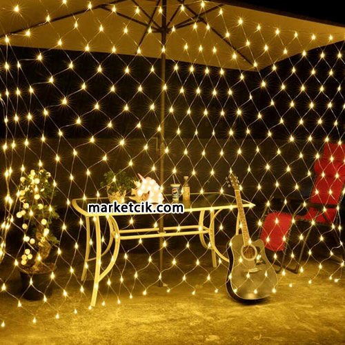 Marketcik İç Mekan 2x2 Metre File Led Ağ Perde Sabit Işık Beyaz