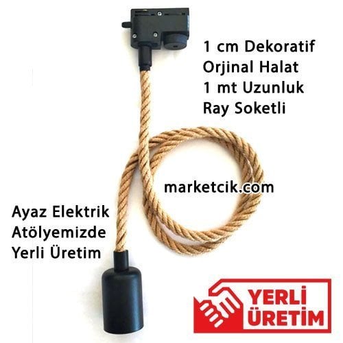 Dekoratif Ray Soketli 1cm Halat Sarkıt E27 Duylu