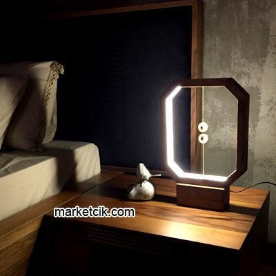 Marketcik Dekoratif Ahşap 8 Köşe Mıknatıslı Led Masa Lambası
