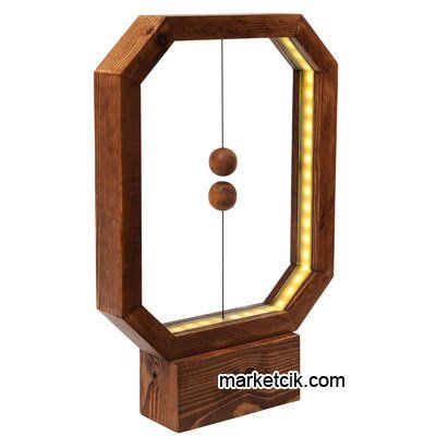 Marketcik Dekoratif Ahşap 8 Köşe Mıknatıslı Led Masa Lambası