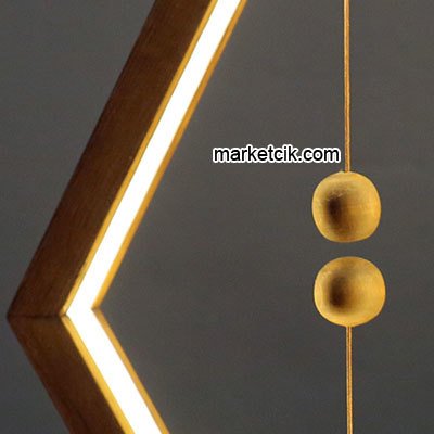 Marketcik Dekoratif Ahşap Pramid Mıknatıslı Led Masa Lambası