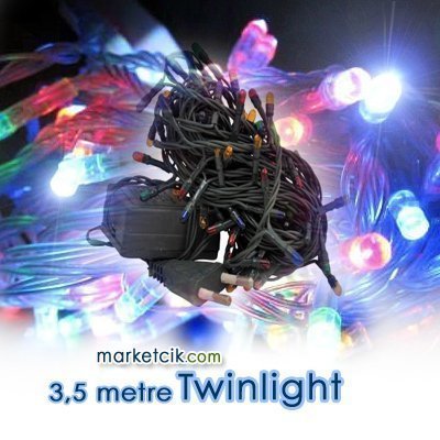 3,5 Metre 100 Işıklı Twinlight Renkli Kordon, Dekoratif Neon Yılbaşı Aydınlatma, RGB Karışık Işık