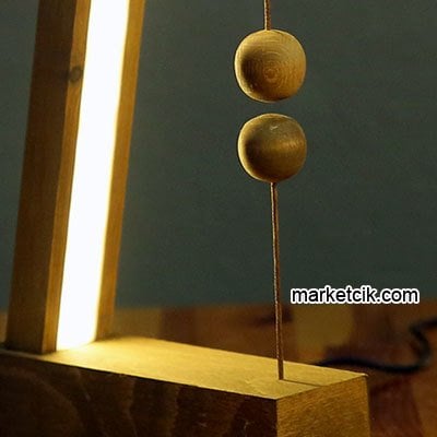 Marketcik Dekoratif Ahşap L Model Mıknatıslı Led Masa Lambası