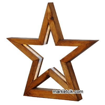Marketcik Dekoratif Ahşap Yıldız Led Masa Lambası