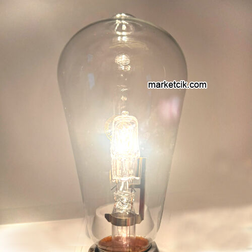 Dekoratif Rustik 70 Watt Halojen ST64 Armut Ampul, Dimerli E27 Duylu
