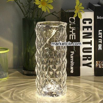 Marketcik MR-8100 Kristal Şarjlı Dokunmatik Led Masa Lambası 3 Renk Işık