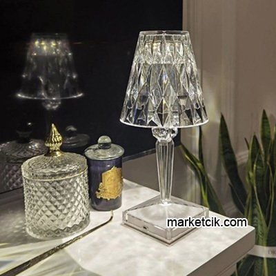 Marketcik MR-8101 Kristal Şarjlı Dokunmatik Led Masa Lambası 3 Renk Işık