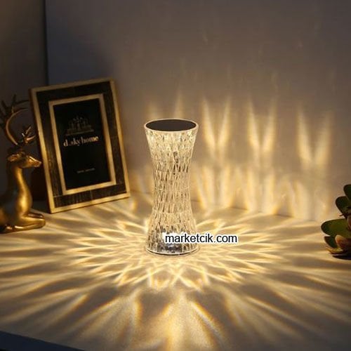 Marketcik MR-8102 Kristal Şarjlı Dokunmatik Led Masa Lambası 3 Renk Işık