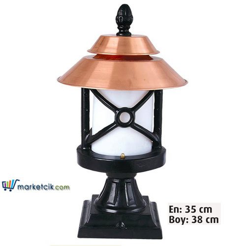 Ayaz 38x35 Alüminyum Bakır Şapkalı Rumeli Fenerli Model Set Üstü Park Bahçe Aydınlatma Armatürü