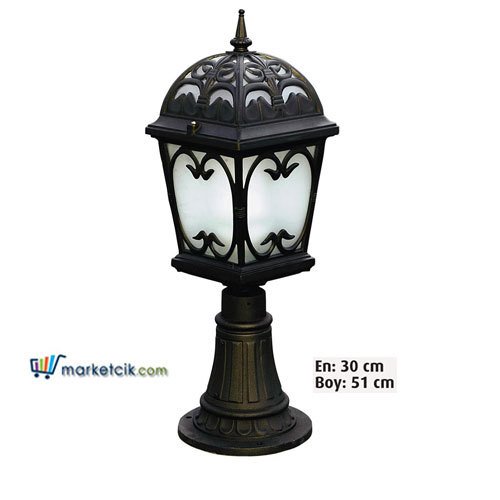 Ayaz 51x30 Alüminyum Dantelli Kare Fenerli Model Set Üstü Park Bahçe Aydınlatma Armatürü