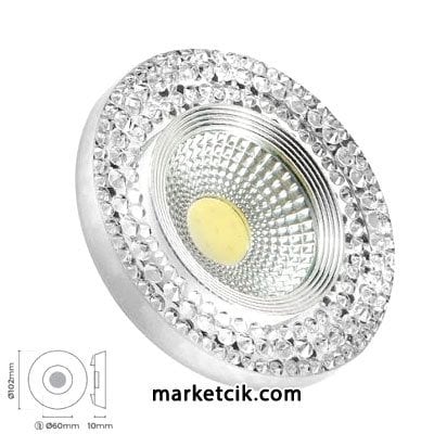 Ayaz Sıva Altı Dekoratif Kristal Cam Led Spot Armatür 3 Watt Beyaz-Günışığı Işık