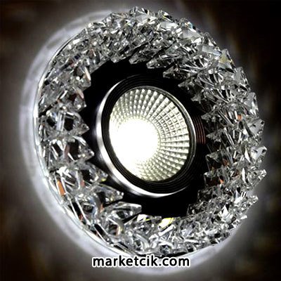 Ayaz Sıva Altı Dekoratif Kristal Cam Led Spot Armatür 3 Watt Beyaz-Günışığı Işık