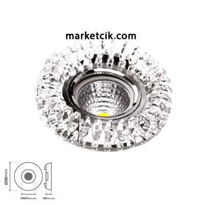 Ayaz Sıva Altı Dekoratif Kristal Cam Led Spot Armatür Beyaz-Günışığı Işık