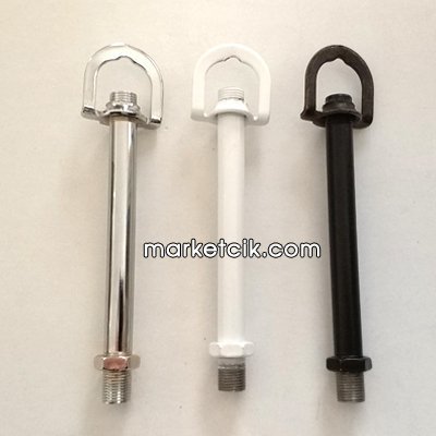 10 cm Boyunda Askı Kancalı ve Somunlu Tij Nipel, Krom-Beyaz-Siyah