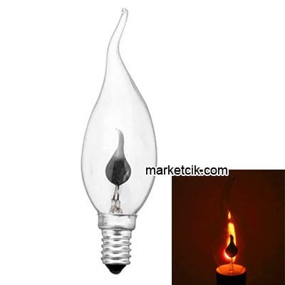 Marketcik 3 Watt E14 Duy Kıvrık Alevli Ateş Model Dekoratif Avize Ampulü