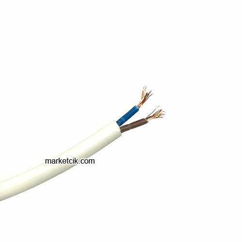Marketcik 2x0,50mm Siyah Renkli Dekoratif Örgülü Kumaş Kablo, 100 Metrelik Paket