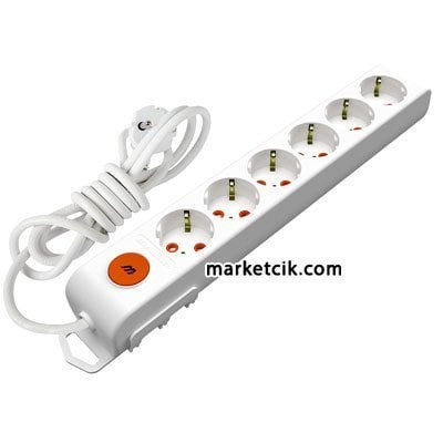 Mutlusan Ri-tech Anahtarlı 6lı Topraklı Grup Priz 2 Metre Çocuk Korumalı