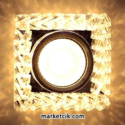 Ayaz Sıva Altı Dekoratif Kristal Cam Led Spot Armatür 3 Watt Beyaz-Günışığı Işık