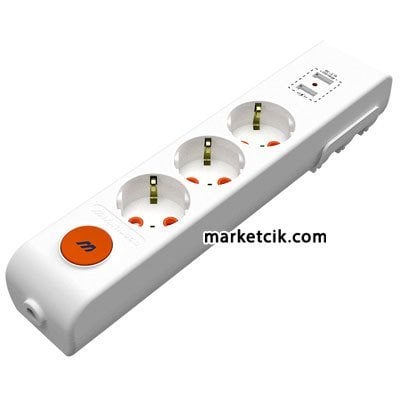 Mutlusan Ri-tech Anahtarlı USB Kablosuz 3lü Topraklı Grup Priz Çocuk Korumalı