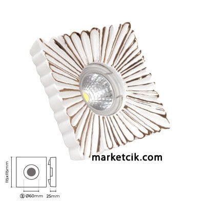 Marketcik MR3063 Sıva Altı Dekoratif Porselen Led Spot Armatür Beyaz-Günışığı Işık