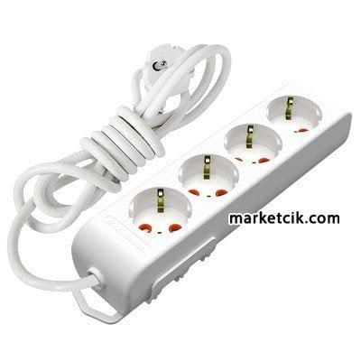 Mutlusan Ri-tech 4lü Topraklı Grup Priz 5 Metre Çocuk Korumalı