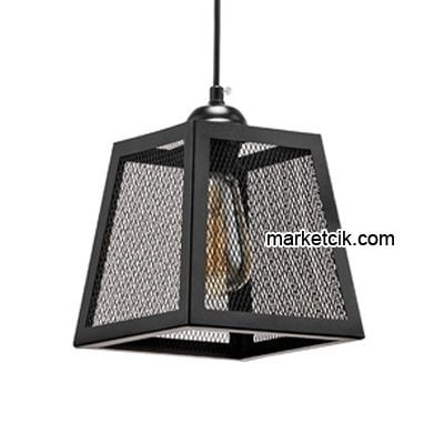 Cata CT-8312 Izgaralı Dekoratif Siyah Retro Sarkıt Avize, Tekli Modern Avize