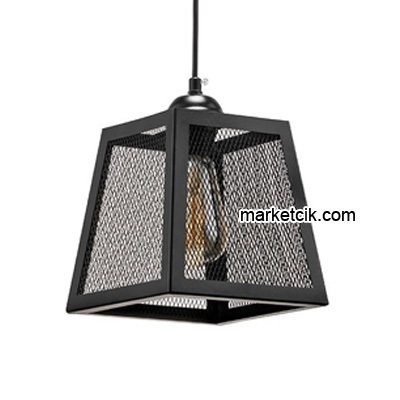 Cata CT-8312 Izgaralı Dekoratif Siyah Retro Sarkıt Avize, Tekli Modern Avize