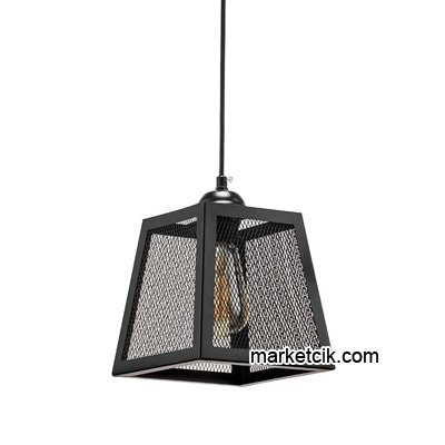 Cata CT-8312 Izgaralı Dekoratif Siyah Retro Sarkıt Avize, Tekli Modern Avize