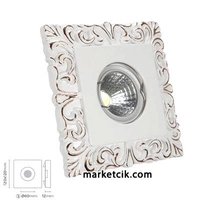 Marketcik MR3057 Sıva Altı Dekoratif Porselen Led Spot Armatür Beyaz-Günışığı Işık