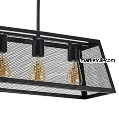 Cata CT-8313 Izgaralı Dekoratif Siyah Retro Sarkıt Avize, Üçlü Modern Avize