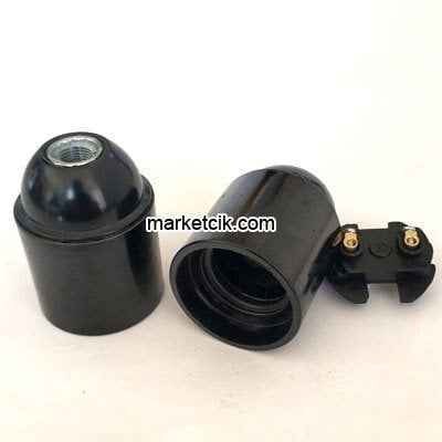 Marketcik E27 Siyah Plastik İtalyan Duy, Standart Avize Ampul Duyu